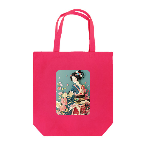 着物女性の切り絵アート　―　Kimono woman paper-cutting art　ー Tote Bag