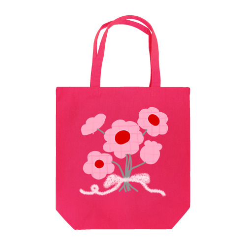 ピンクと赤とチェックのブーケ Tote Bag