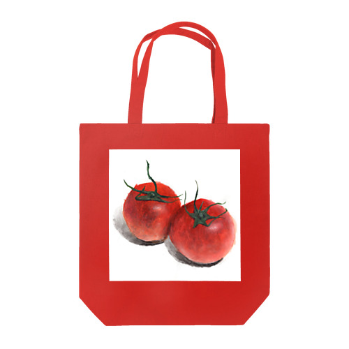 手描きトマト２つ トートバッグ