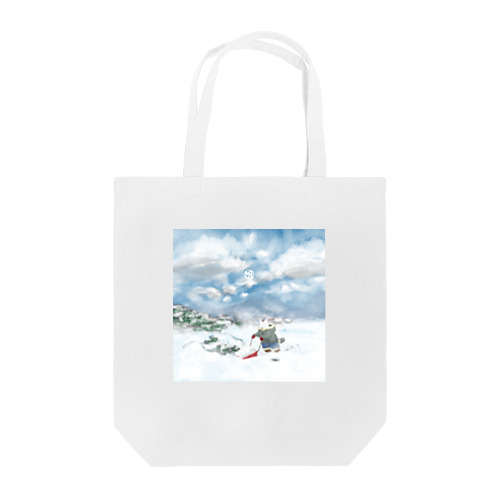 雪景色とぶち猫さん トートバッグ
