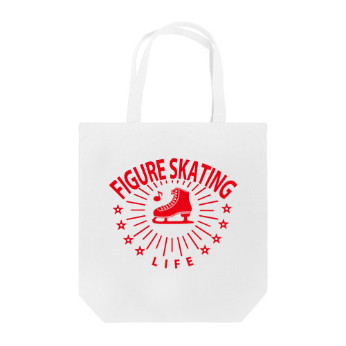 フィギュアスケート・赤・星・figure skating・グッズ・デザイン・フィギアスケート・#Tシャツ・ステップ・スピン・ジャンプ・スケート靴イラスト・技・男子・女子・かっこいい・かわいい・アイスダンス トートバッグ