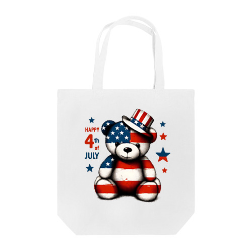 アメリカ独立記念日テディベア Happy 4th of July Tote Bag