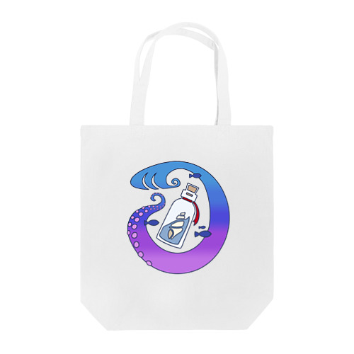 紫の蛸とシェルボトル/線有り トートバッグ