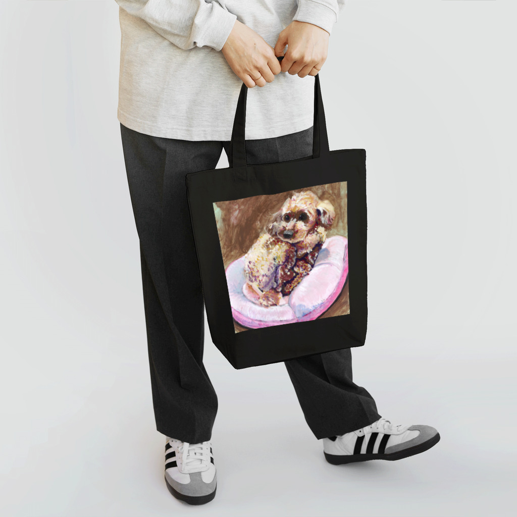 Yuhki | おばけのゆうき 公式オンラインショップ　【ちぎり絵・貼り絵のTシャツ・パーカー・スマホケース・バッグ・日用品・雑貨・文具・ドッグTシャツなど販売中】のトイプードルのぷー(クラシック) トートバッグ