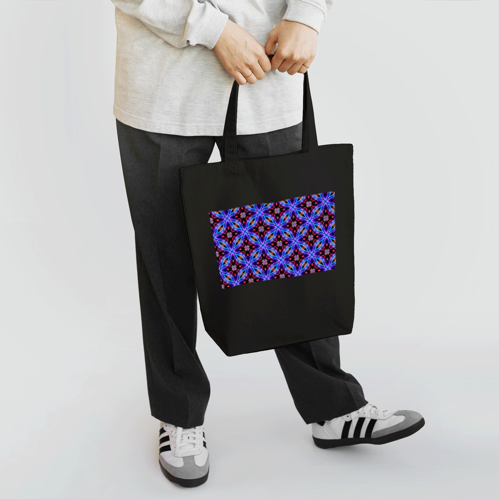 シンプルなグッズ やこ屋の紫の花の幾何学模様 Tote Bag