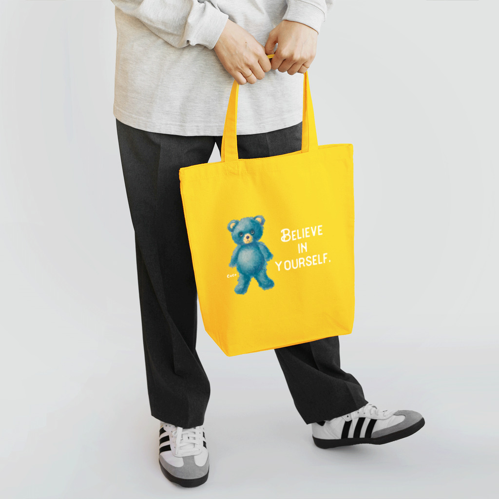 cocoartの雑貨屋さんの【Believe in yourself.】（青くま）w Tote Bag