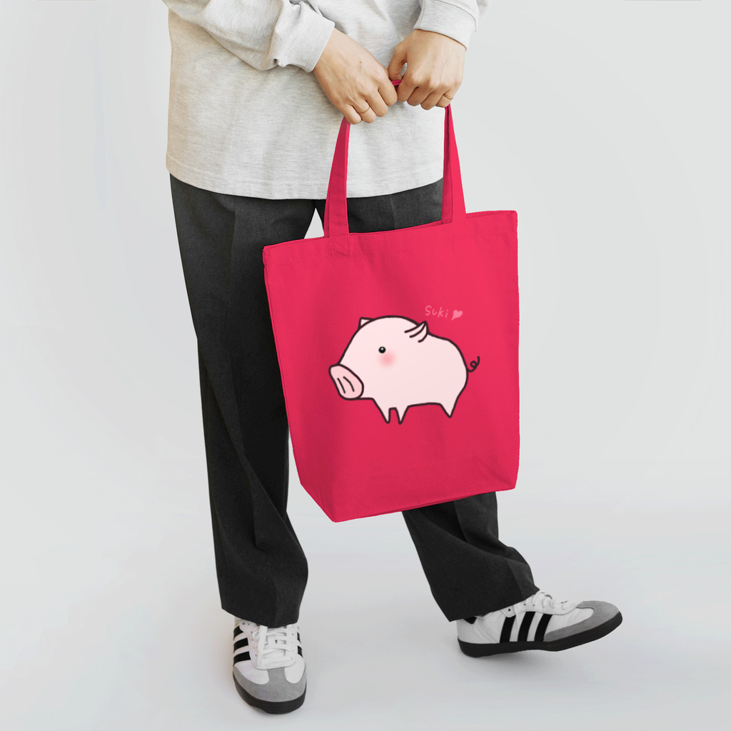 まいにち大変だけどほのぼのって大事の告白ブタさん Tote Bag