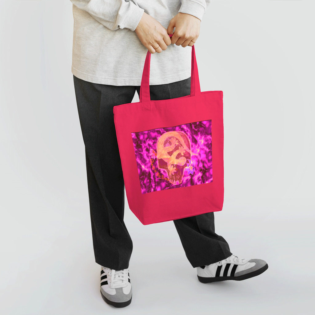 GECKO-SO-SINGの月光装身具ロゴコミカルスカルピンク Tote Bag