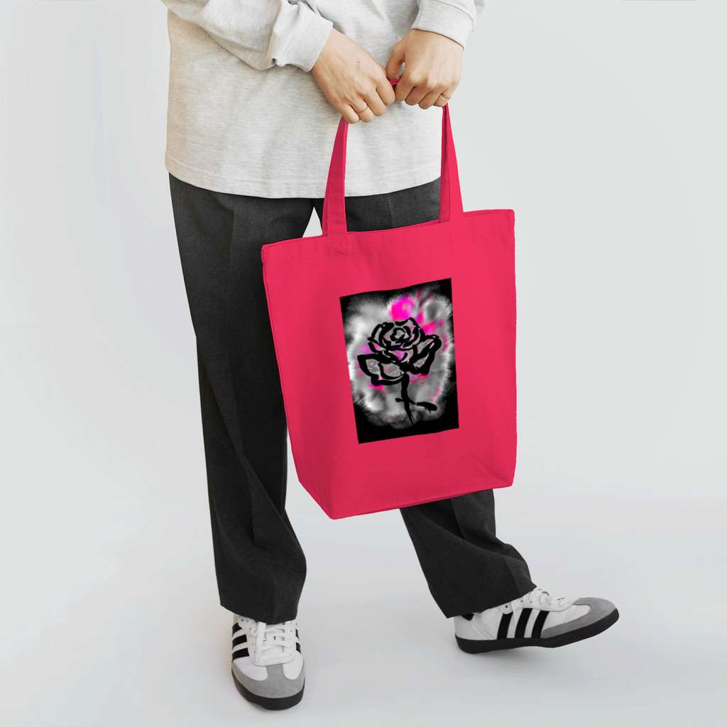 紅空月(kouzuki)designの和筆薔薇_pink トートバッグ