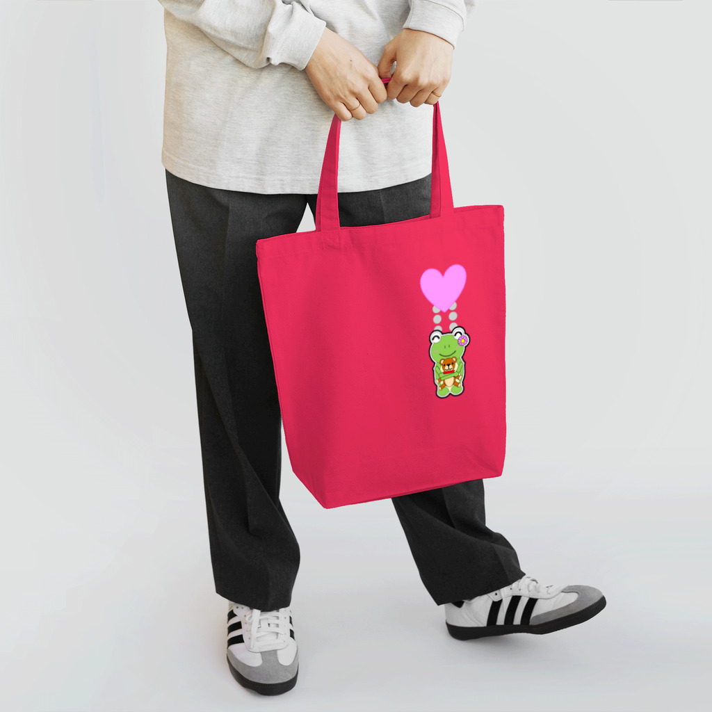 🐸かえるさんと仲間たち🐸のハートチャームのかえるさん Tote Bag