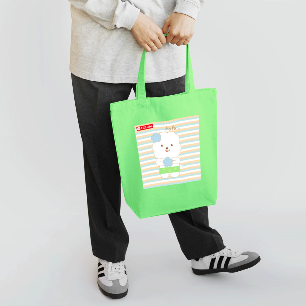 コロ。COLOM.犬いぬdogリボングッズ.の【COLOM.】コロ。ビションフリーゼ犬【ふぅふぅ】 Tote Bag