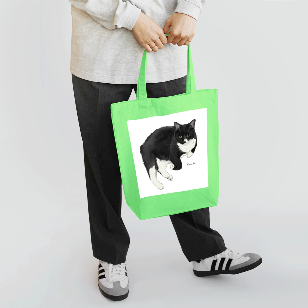 kinako-japanの靴下猫　くろみつ トートバッグ
