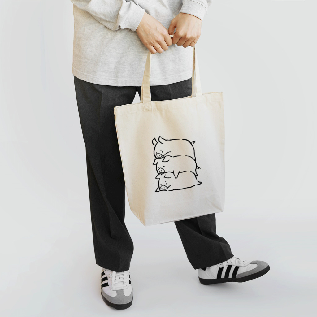 前髪ぱっつん◆SUZURI店の重なる3匹の豚さん Tote Bag