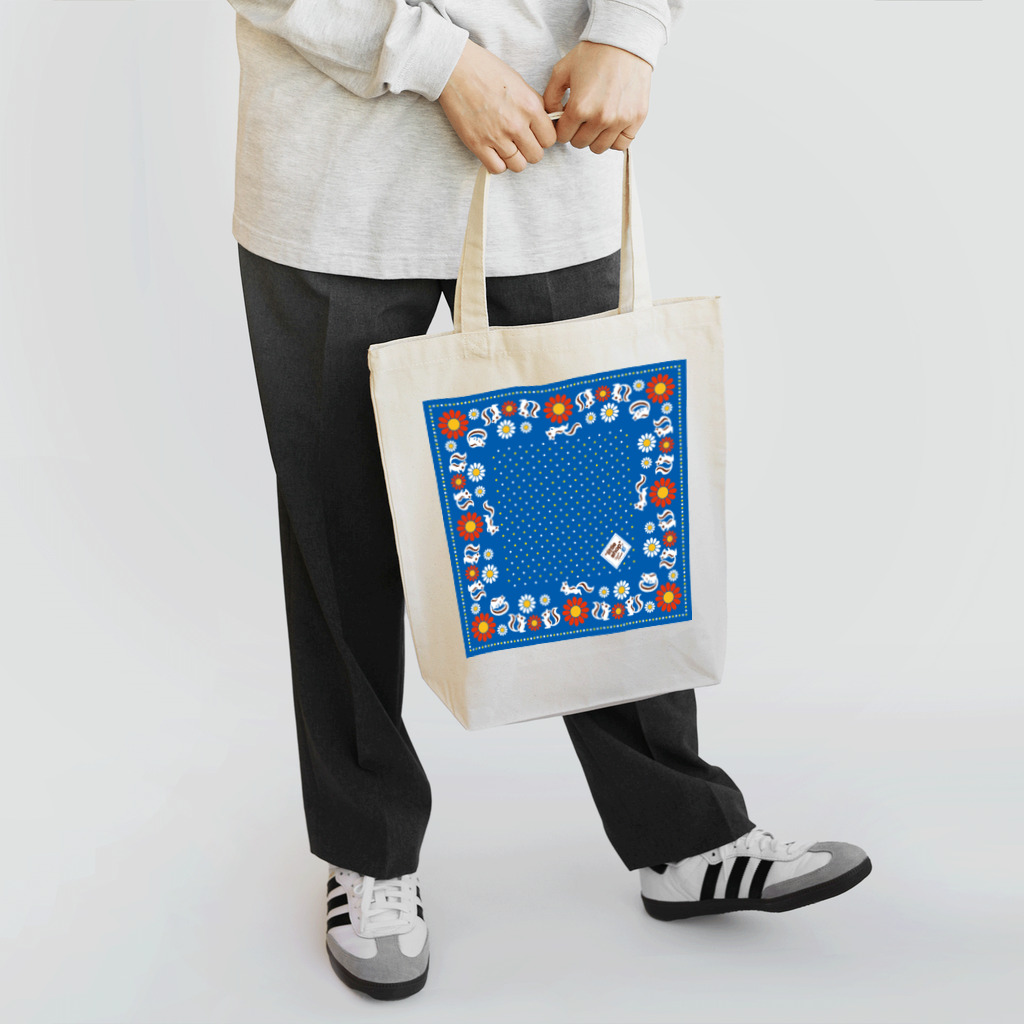 “little shop”福士悦子のシマリスと北欧風花柄 トートバッグ