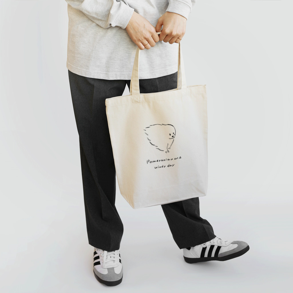 にっひの強風の日のポメラニアン Tote Bag