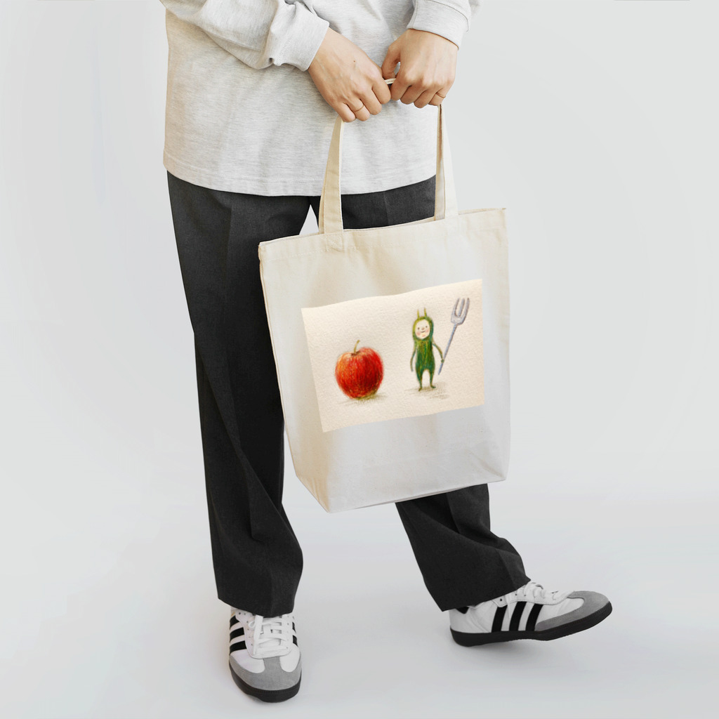 イラストレーター 小林ユキのむしばきんとりんご トートバッグ
