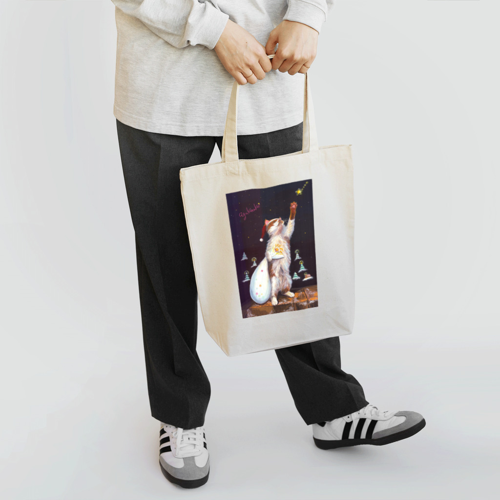 雪猫@LINEスタンプ発売中のニャンタクロースの贈り物 トートバッグ