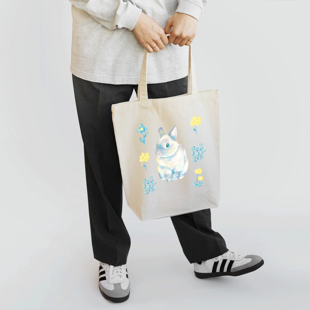 Usagi Kawaiiのお花とうさぎさん トートバッグ