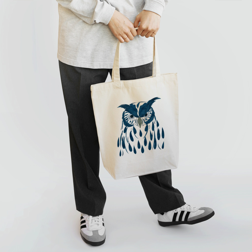 ツルマルデザインのフクロウ・藍 Tote Bag