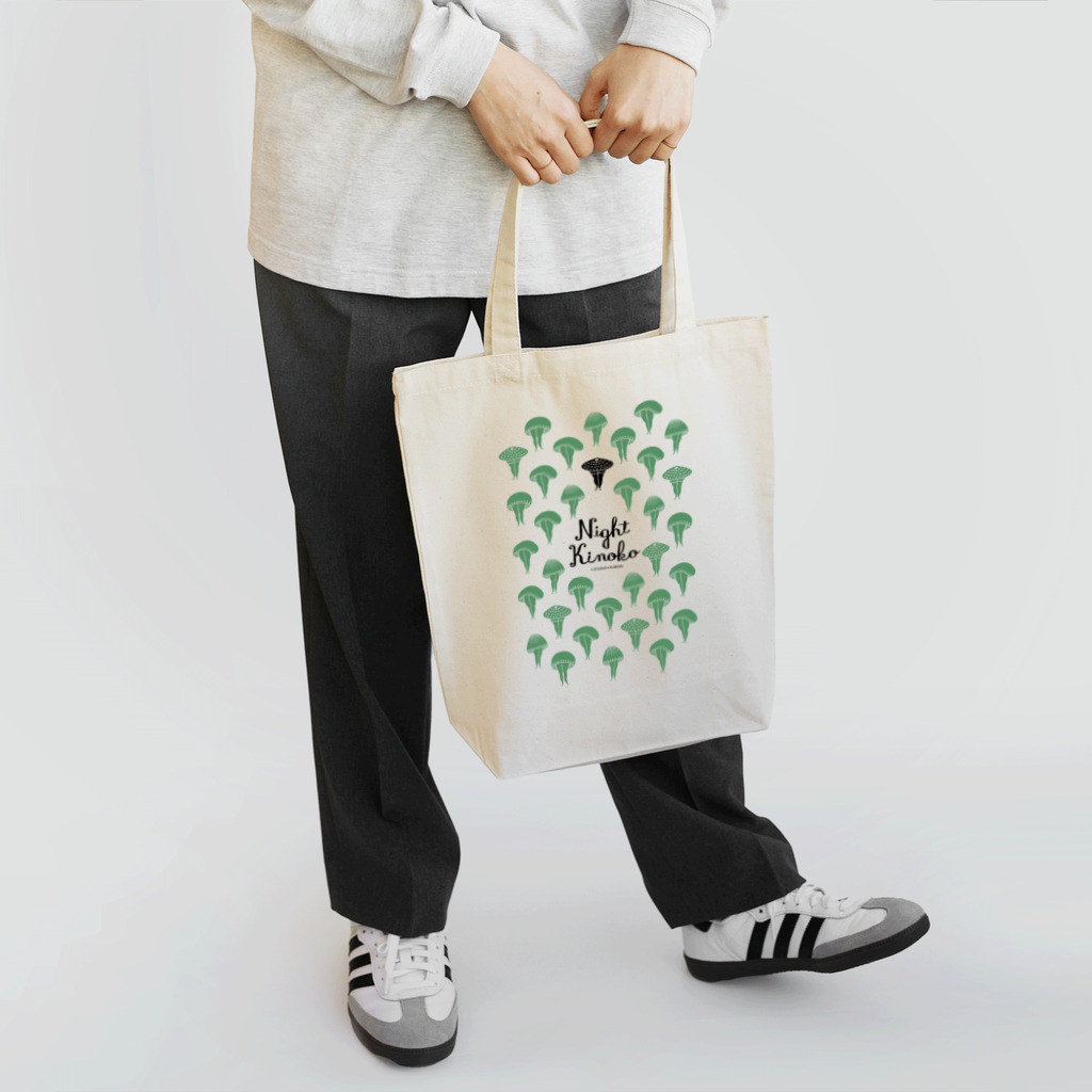 Arts&Crafts Muuの夜のきの子ずらり緑 Tote Bag