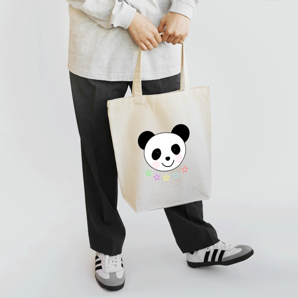 YuuのYuuオリジナルイラスト25 パンダと5色の星 Tote Bag