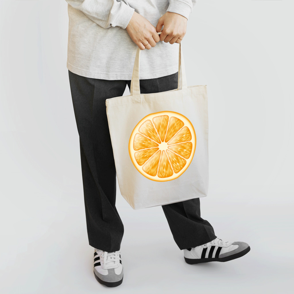 トマトカゲの輪切りオレンジのワンポイント トートバッグ