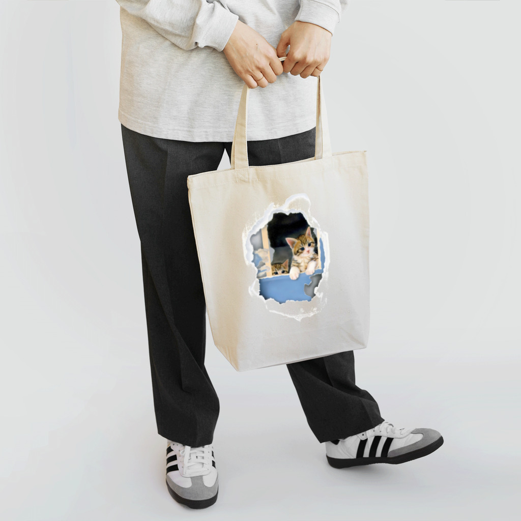 萌獣ファクトリー「純屋」の子猫 絵：SECRET BASE ～ぼくたちのひみつきち～ トートバッグ