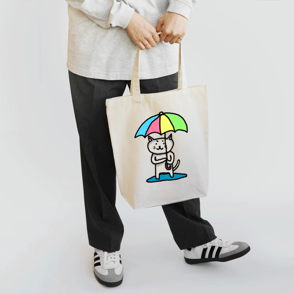 夏のどんぶり(ドンブリ)　ブラザーズ【ドンブラ】の傘猫レインボー トートバッグ