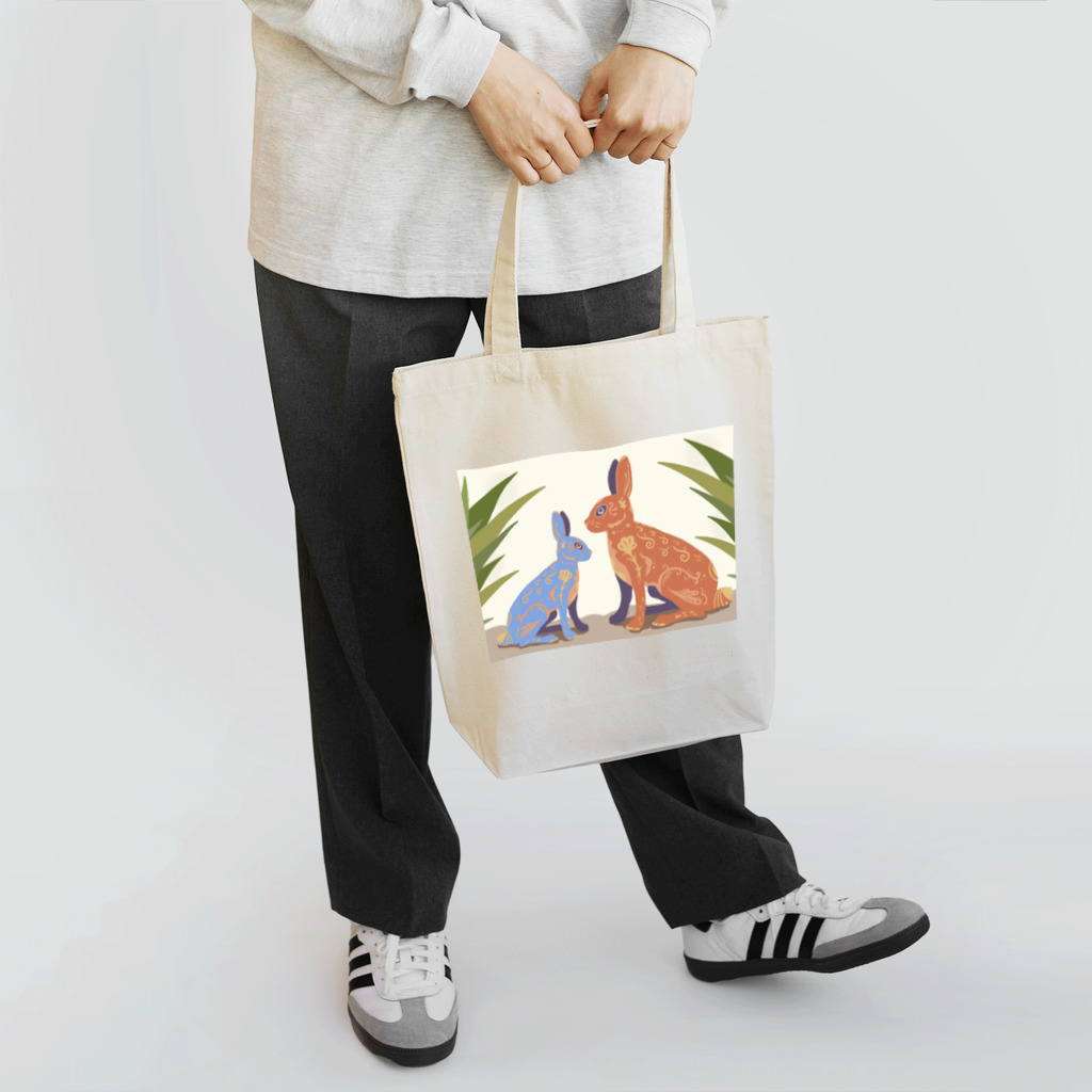 nimo’s WORLDのペイズリーでアラベスクなウサギ（親子背景アリ） Tote Bag