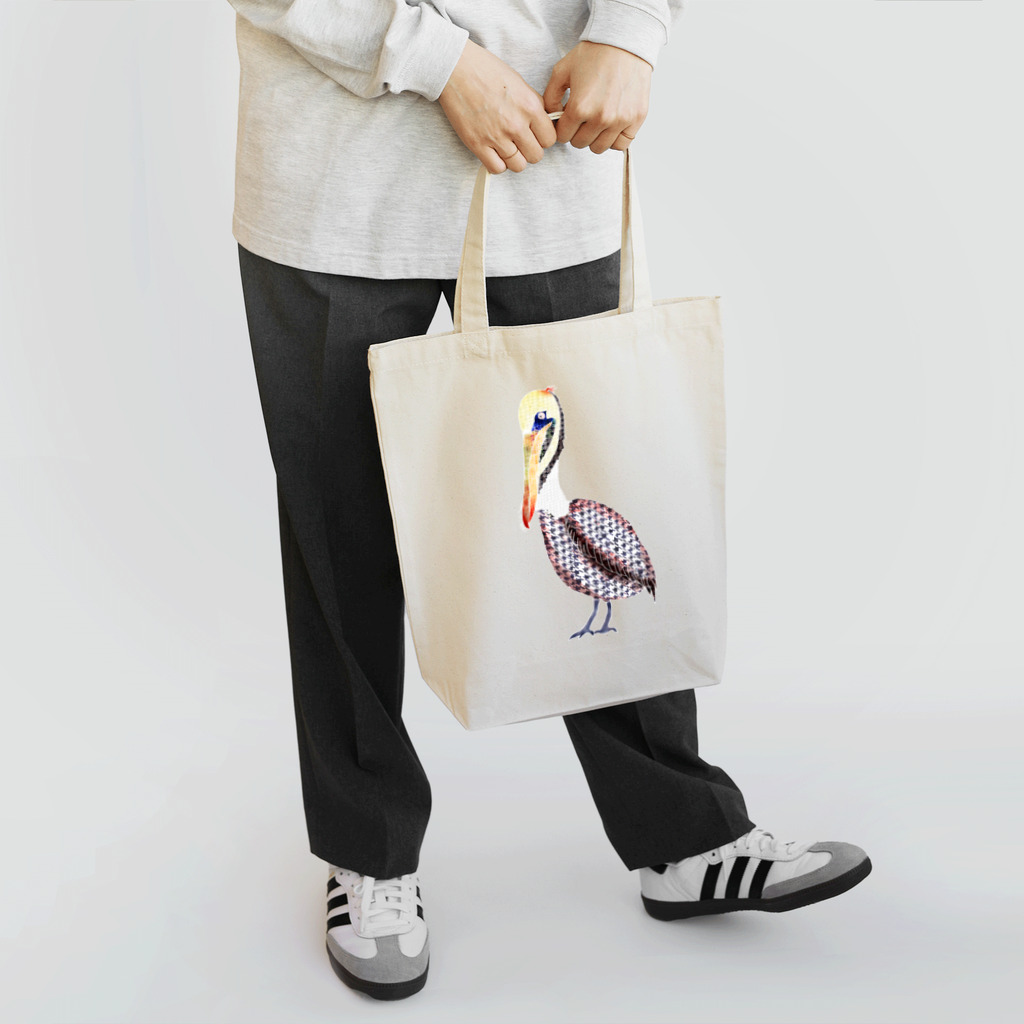 文様動物園 Pattern Zoo Museum shopの千鳥格子 × カッショクペリカン Tote Bag