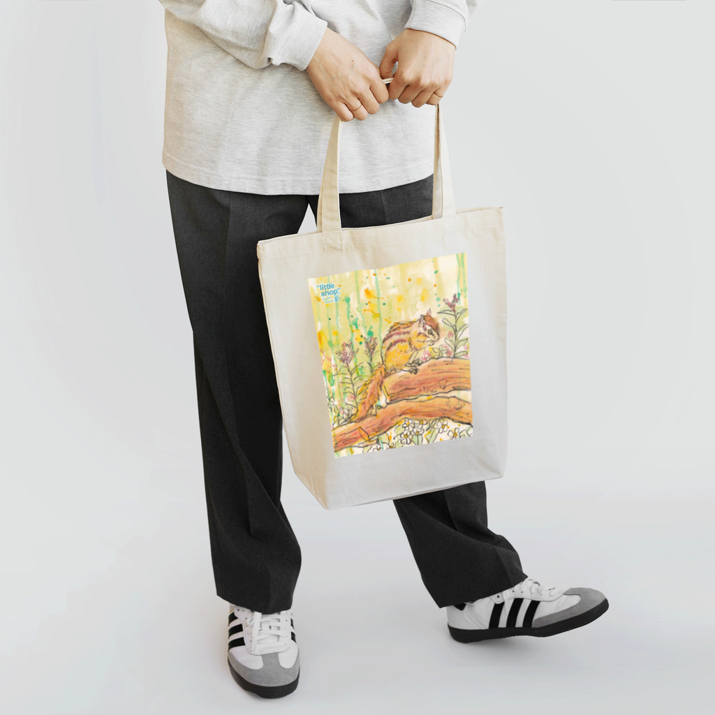 “little shop”福士悦子の水彩画　春のシマリス トートバッグ