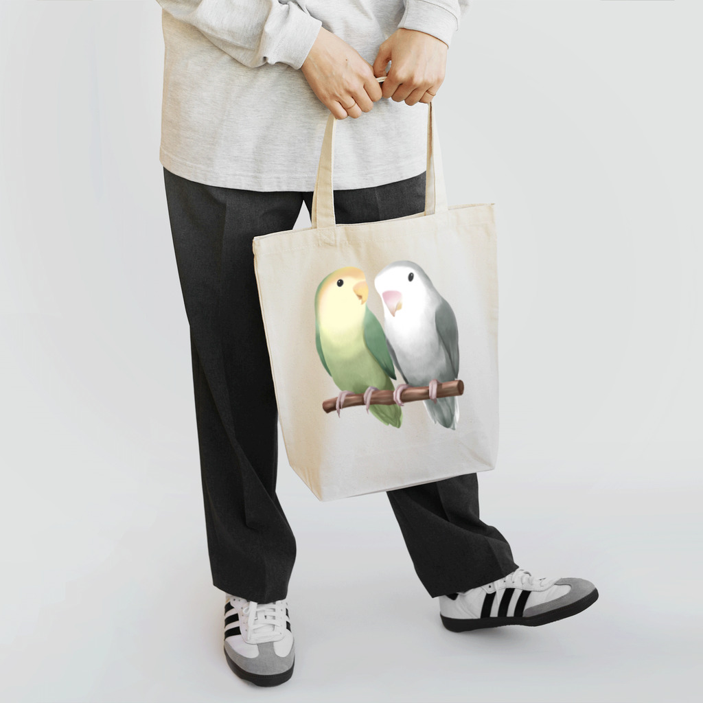 まめるりはことりのコザクラインコ　モーブとオリーブ【まめるりはことり】 Tote Bag