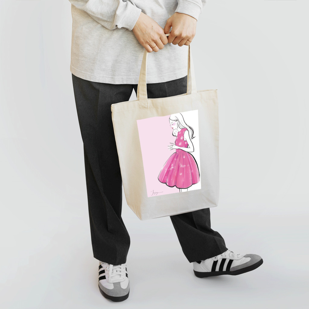 Jojo Yan | A Fashion Illustratorのピンクスカート トートバッグ
