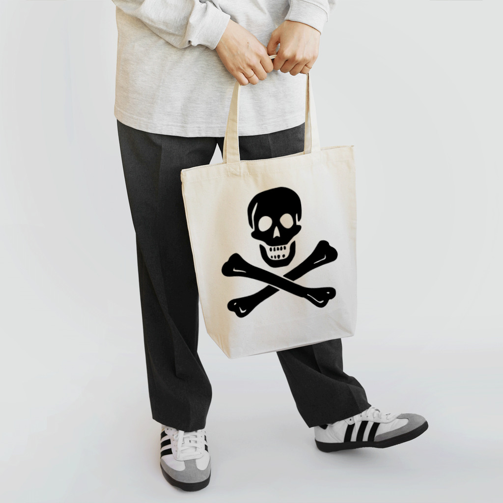 DRIPPEDの海賊旗スカル-Jolly Roger サミュエル・ベラミーの海賊旗-黒ロゴ トートバッグ