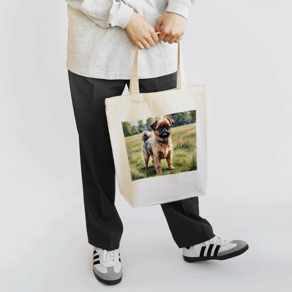 Animal Illustration shopのブリュッセル・グリフォン　Brussels Griffon　水彩画風 トートバッグ