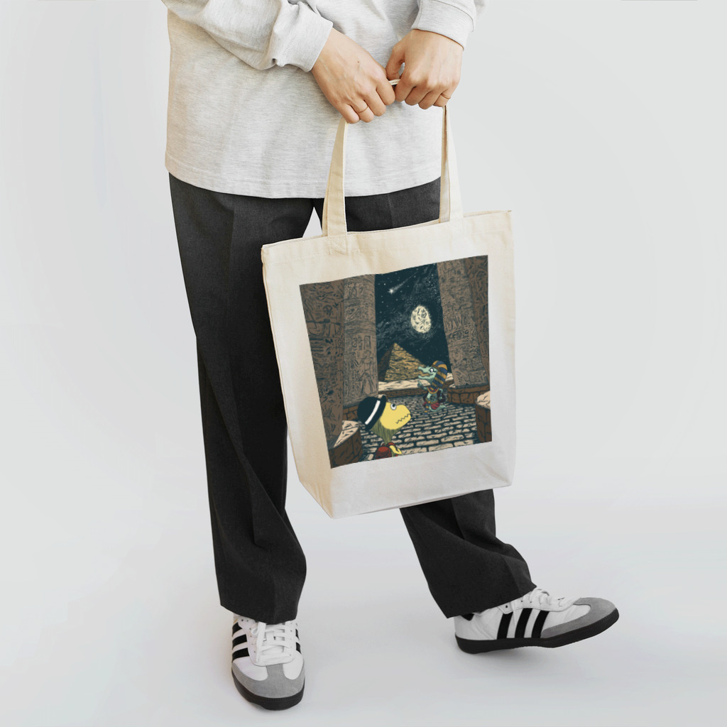 オリオンくんと隕石が落ちなかった世界。のオリオンくんとスピノサウルスのツタンカーメン Tote Bag