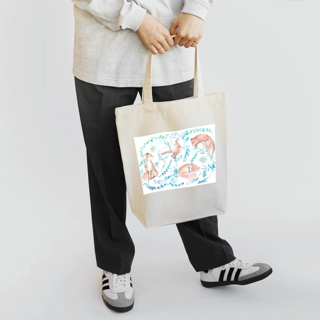 TrueBlueのきつねと青 Tote Bag