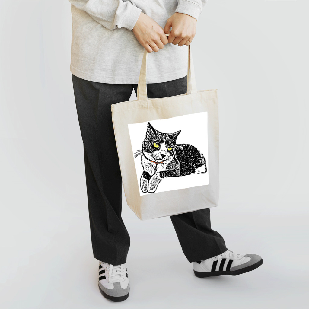 にゃん雑貨の白黒猫 トートバッグ