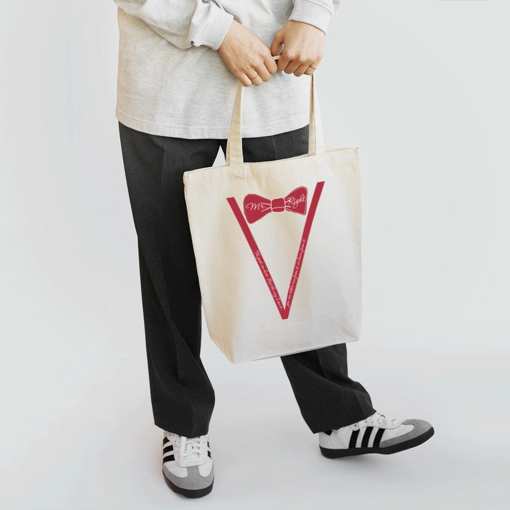 Mr.Rightの臙脂色蝶ネクタイVライン フォーマル風ファッション トートバッグ