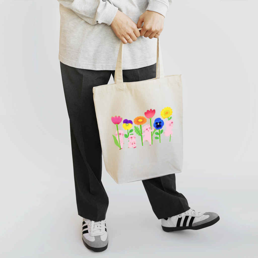 甲斐えるのブタ！ぶた！豚！のブタとお花 Tote Bag