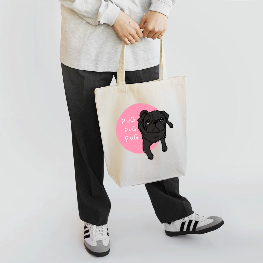Ayumi HIdakaのPUGPUGPUG 黒パグ✖️ピンク Tote Bag