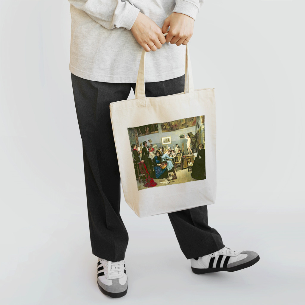 世界の絵画アートグッズのマリ・バシュキルツェフ《アトリエにて》 トートバッグ