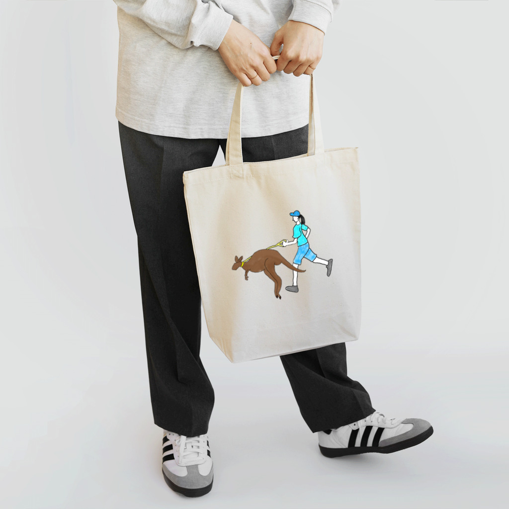 TOMASTOMASのカンガルーとジョギングする人 Tote Bag