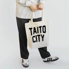 JIMOTO Wear Local Japanの台東区 TAITO WARD ロゴブラック トートバッグ