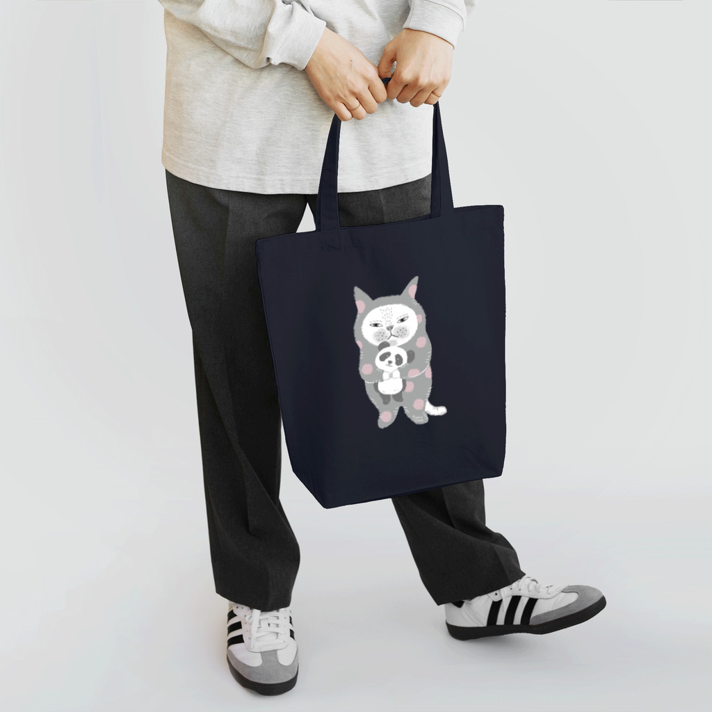 多分ねこのパンダをぎゅっ。(グレー) Tote Bag