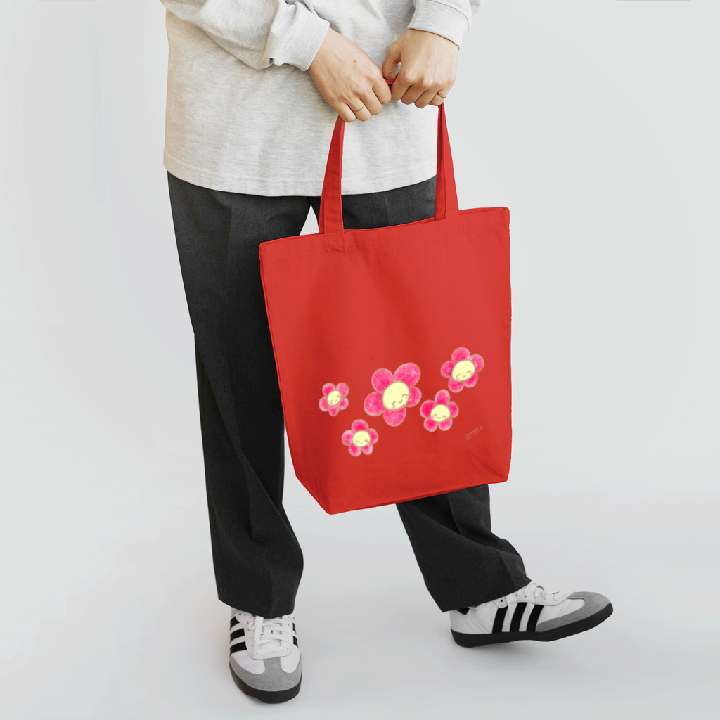 ようなぴしょっぴんぐまーとのにこにこフラワー赤 Tote Bag