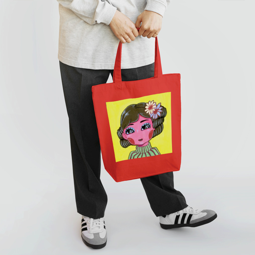 ピンクトニジの昭和の人形 トートバッグ