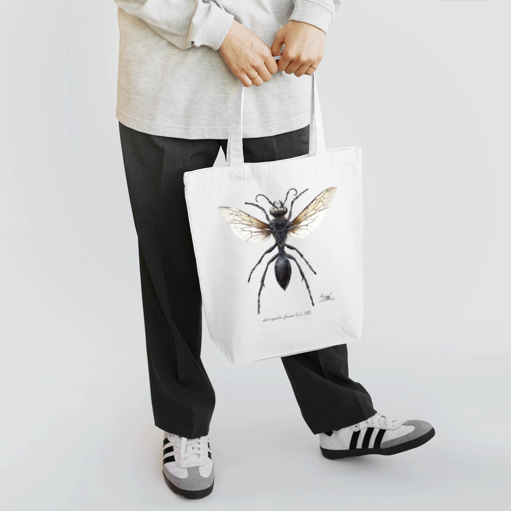 かわさきしゅんいち@絵本作家・動物画家のクロアナバチ　Sphex argentatus fumosus  トートバッグ