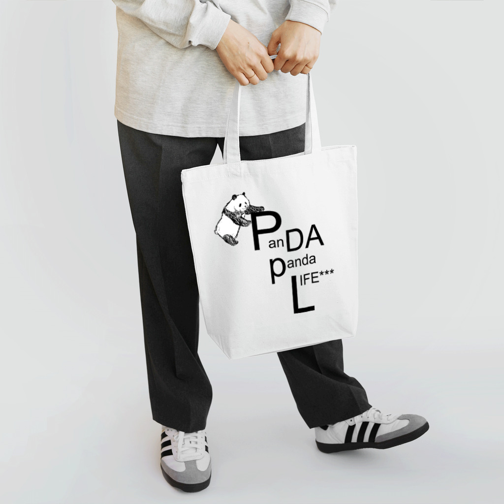 PANDA panda LIFE***の文字を運ぶパンダ Tote Bag