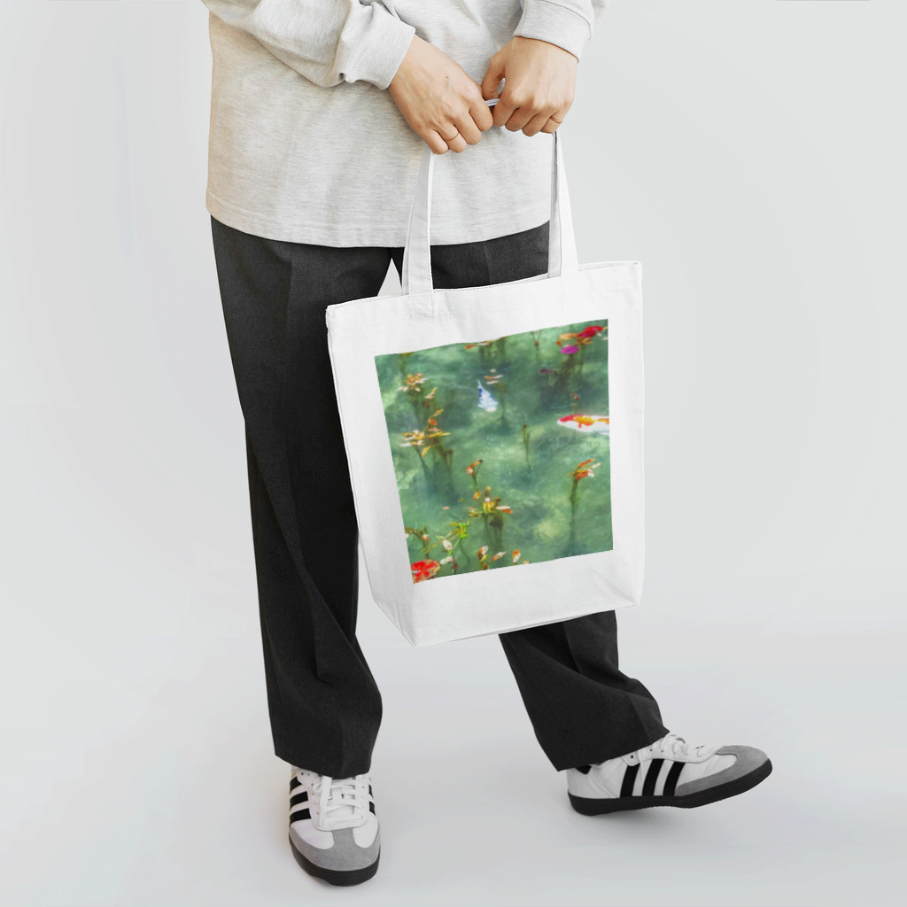 月が星を蝕べる時のモネの池の様子 Tote Bag